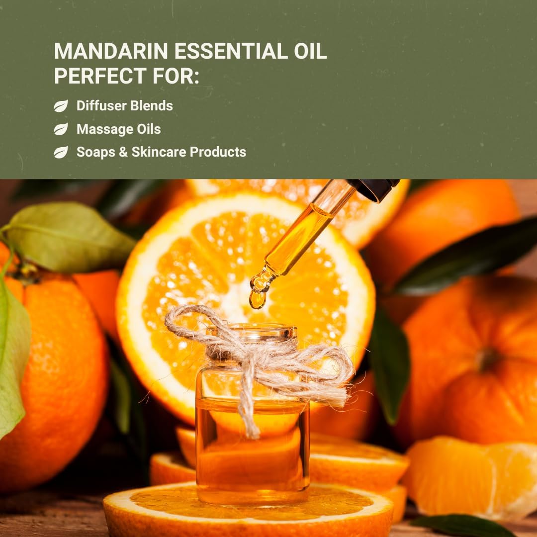 Pure Mandarin Essential Oils - Direct from Citrusmade Italy for Diffusers, Aromatherapy, Home Fragrance & Bath - Natural Aceite de Mandarina for Massage (15ml)