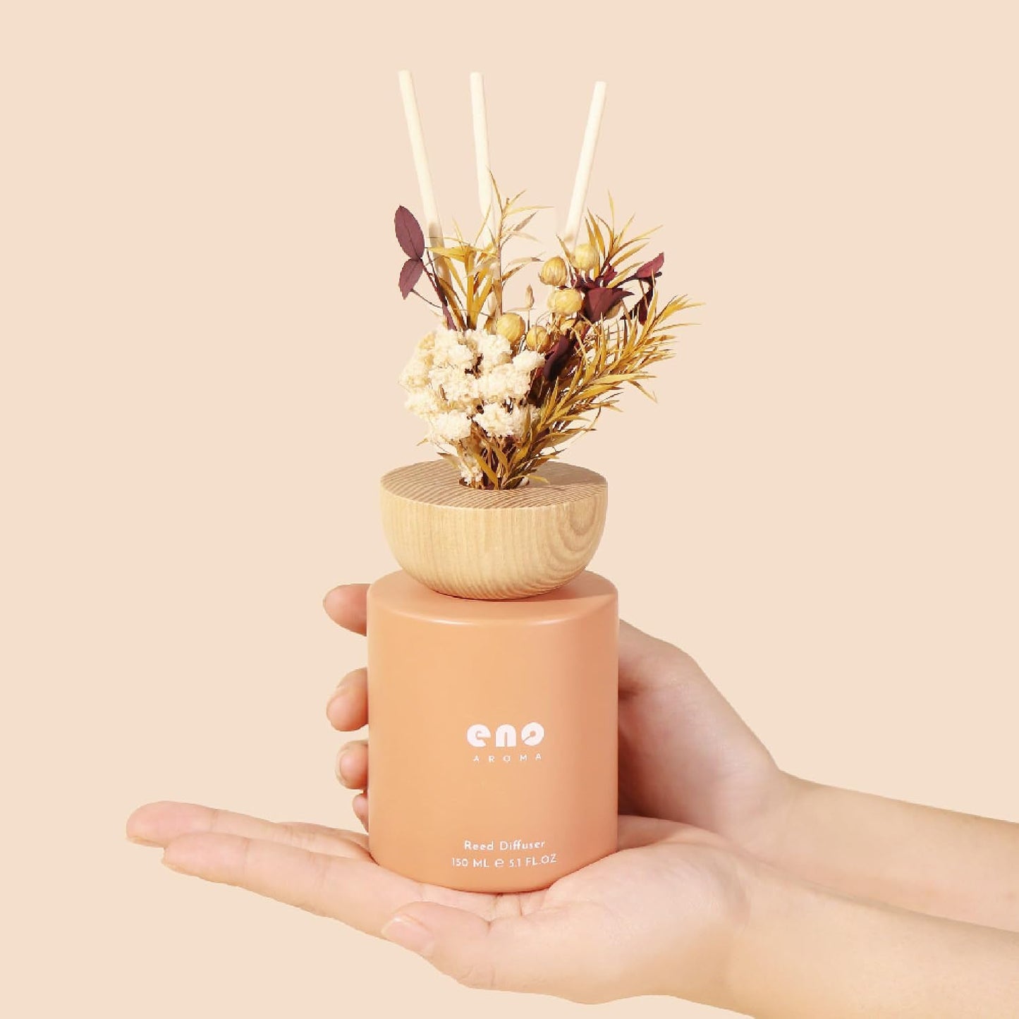 Reed Diffuser Set with Dried Flowers, 5.1 fl oz / 150ml, Mango Papaya Salad - Home Fragrance Diffuser with Sticks for Bathroom Shelf Decor, Bedroom, Office & Gift
