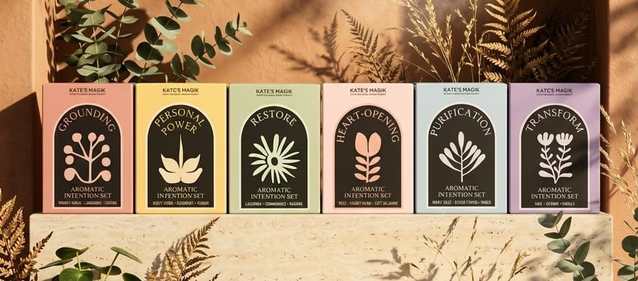 Kate’s Magik Personal Power Aromatic Intention Set, Aura Mist and Anointing Oil Roll-Ons, Bright Citrus & Herbal Wearable Aromatherapy for Confidence, Clarity and Focus