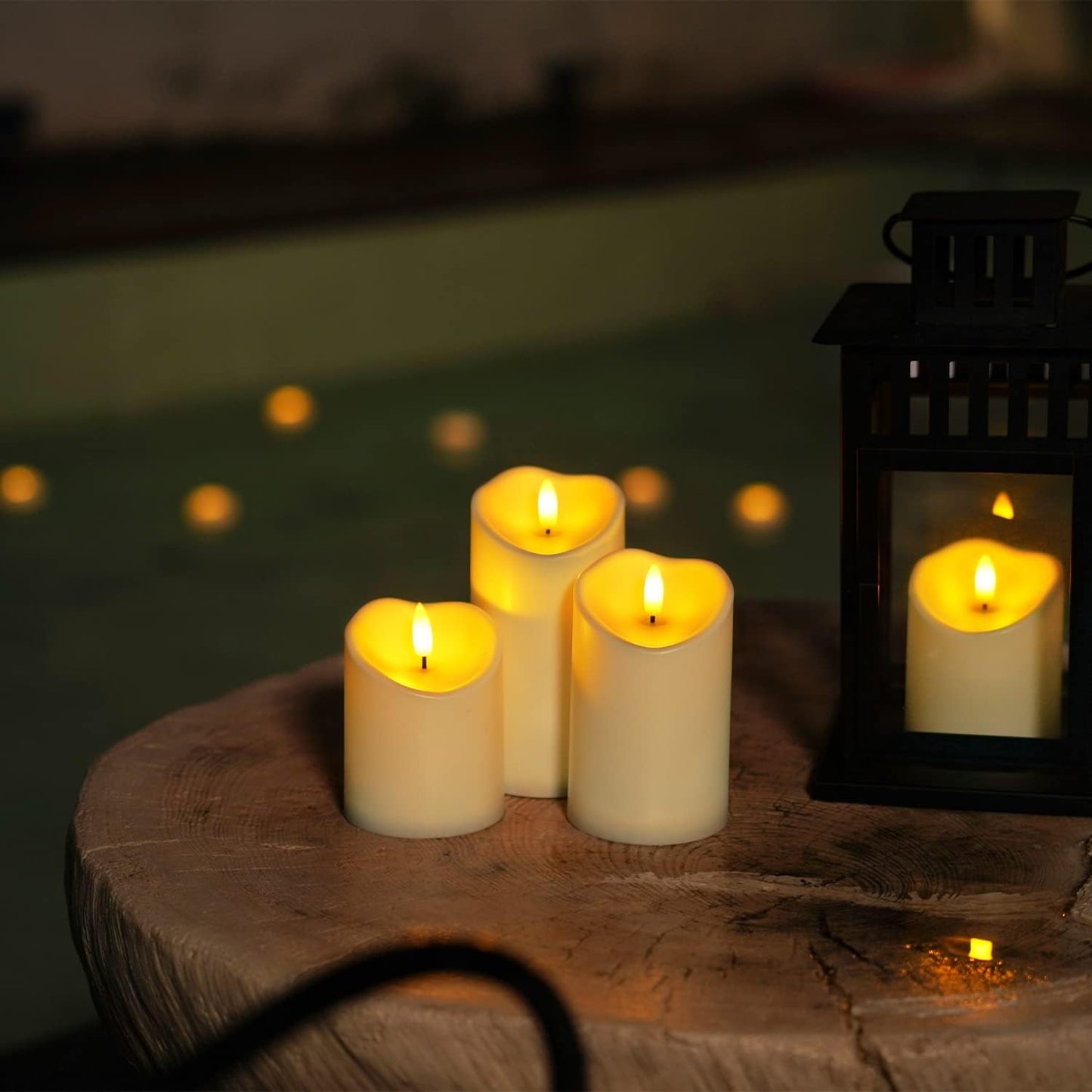 Homemory LED Candles with Remote Timers - Battery Operated, Electric Fake Plastic, Dark Ivory, Outdoor Waterproof Set of 3