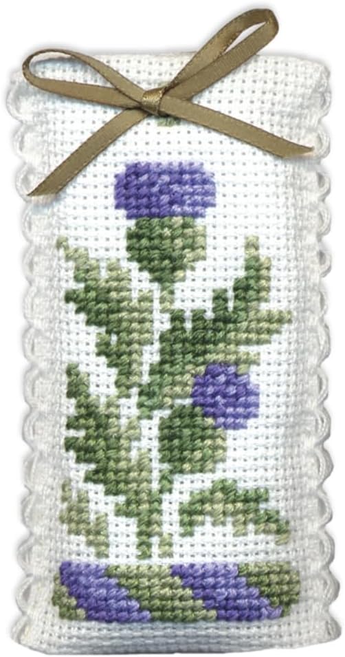Textile Heritage Lavender Sachet Counted Cross Stitch Kit - Victorian Thistles