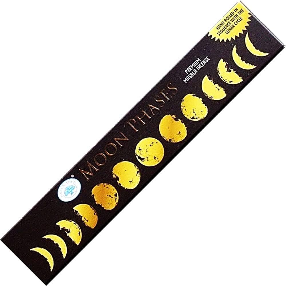 Natural Premium Hand-Rolled Green Tree Incense 15 gr - Moon Phases (Pack of 12)