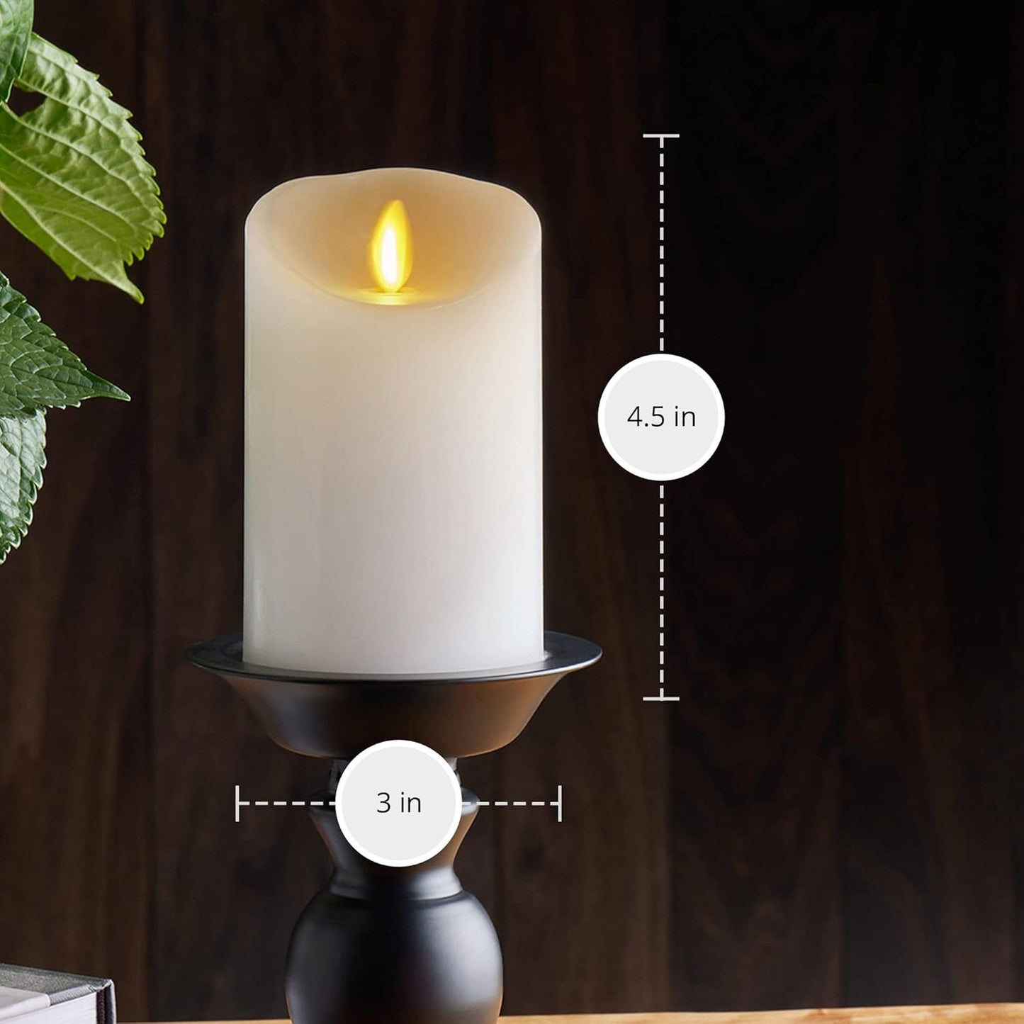 Luminara Flickering Flameless White 4.5" Scalloped Edge Pillar Candle - Warm LED Light Flame - 2 C Battery Operated Decor for Dining Room Table Centerpieces, Fireplace Mantel, Dinner Party, Reception