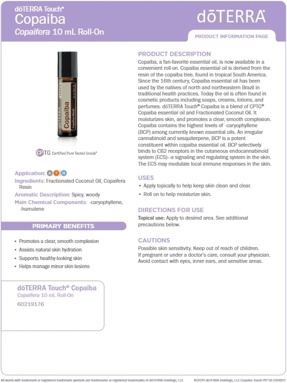 doTERRA Copaiba Touch - Copaifera Essential Oil - 10 mL