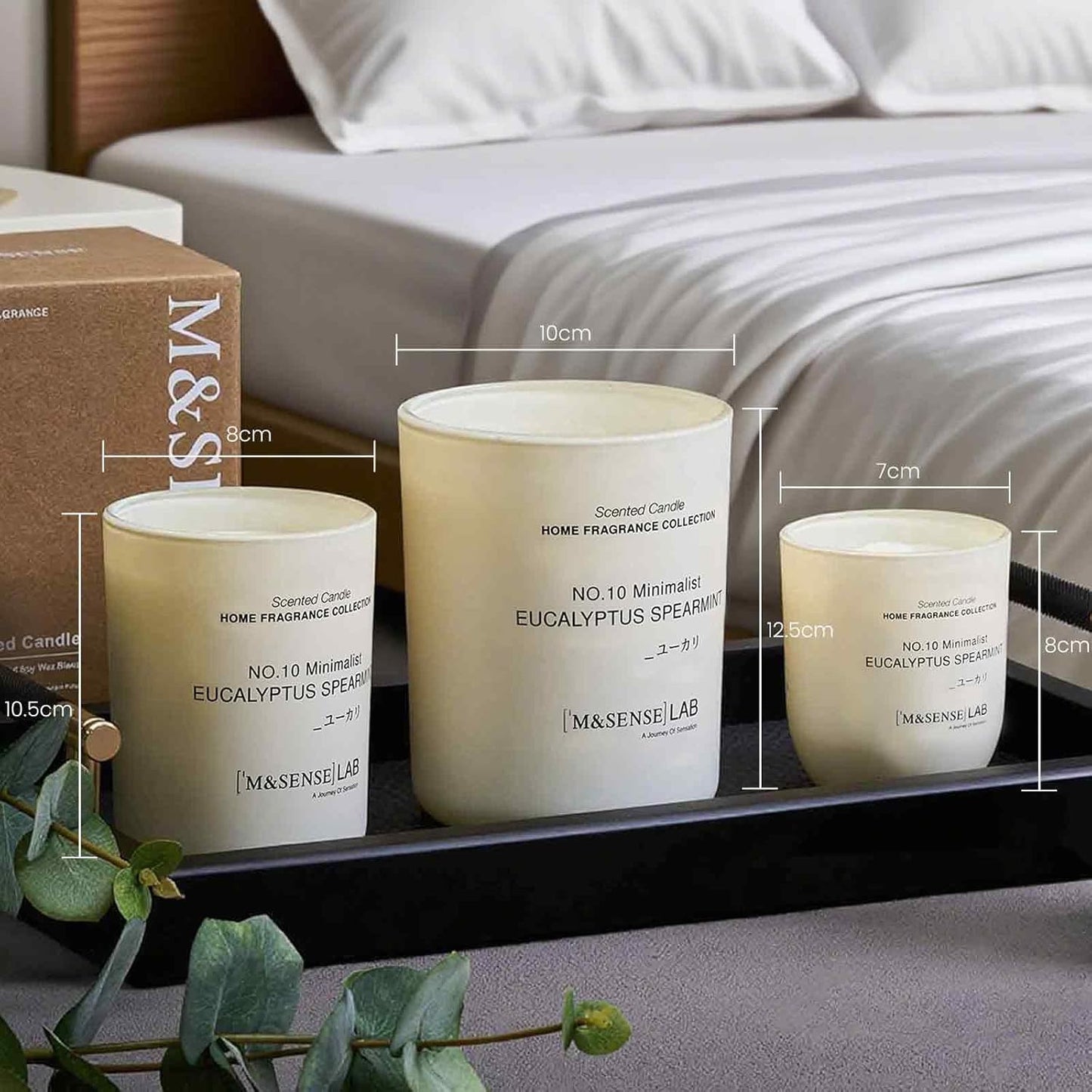 M&SENSE Natural Soy Candle| Eucalyptus Mint | 5.3 oz | Mini Spring Scented Candles for Relaxation,Meditation, Home Décor | for Bedroom, Office, Party Small