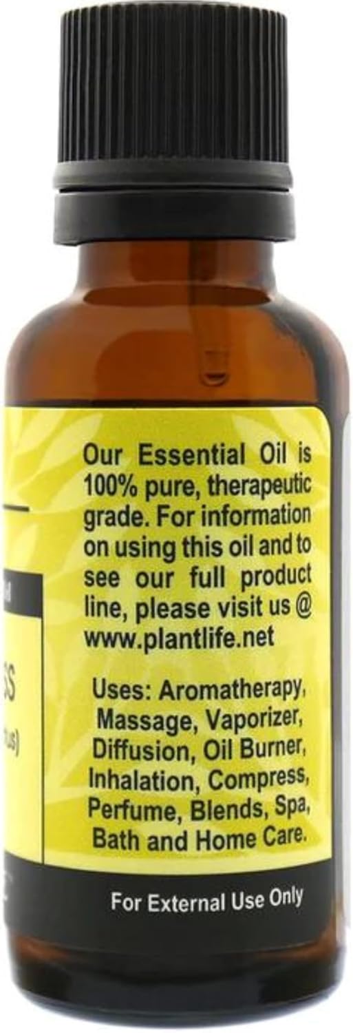 Plantlife Lemongrass Aromatherapy Essential Oil - Straight from The Plant 100% Pure Therapeutic Grade - No Additives or Fillers - 30 ml