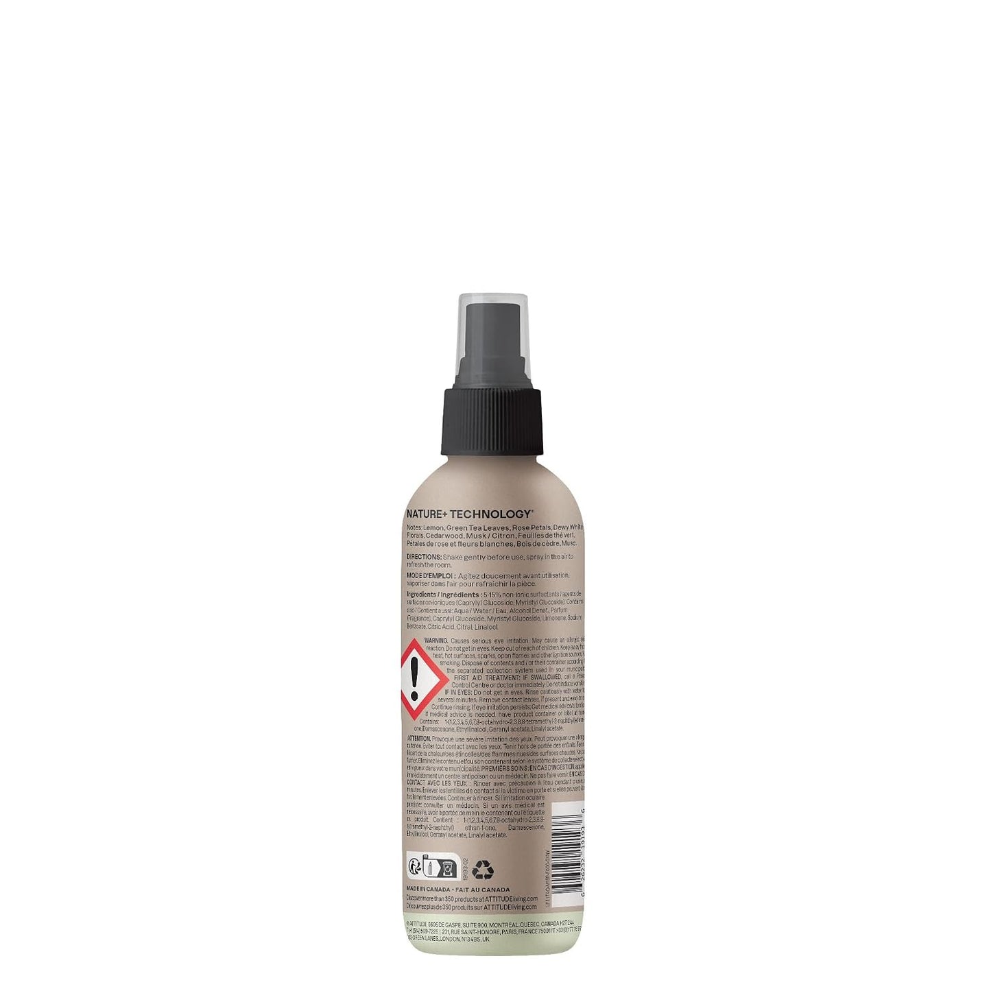 ATTITUDE Scented Room and Air Freshner Spray, for Home and Bathroom, Natural Origin Ingredients, Vegan,Floral and Woody Scent, Japanese Garden, 8 Fl Oz
