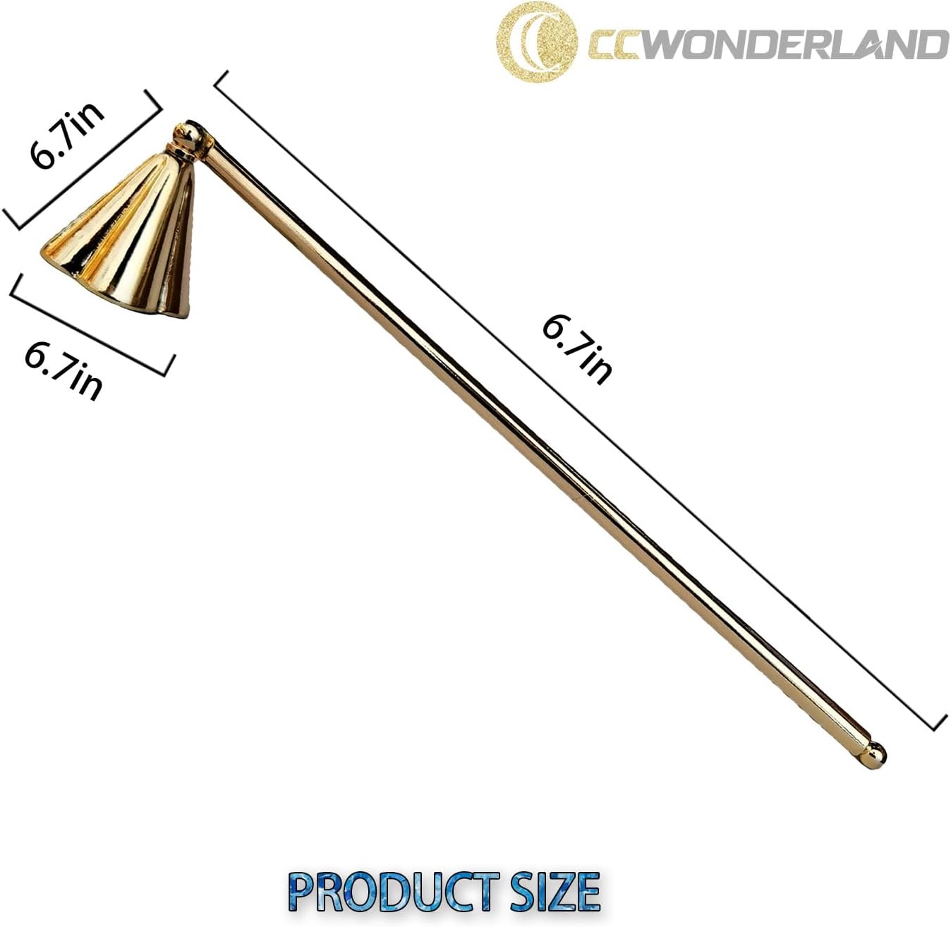 CC Wonderland Candle Snuffer Accessory - Stainless Steel Polished Candle Extinguisher Snuffer Accessory with Long Handle - for Putting Out Extinguish Candle Wicks Flame (Gold)