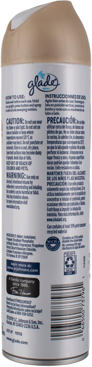 Glade Air Freshener Spray Cashmere Woods 8 Oz (Pack of 3)
