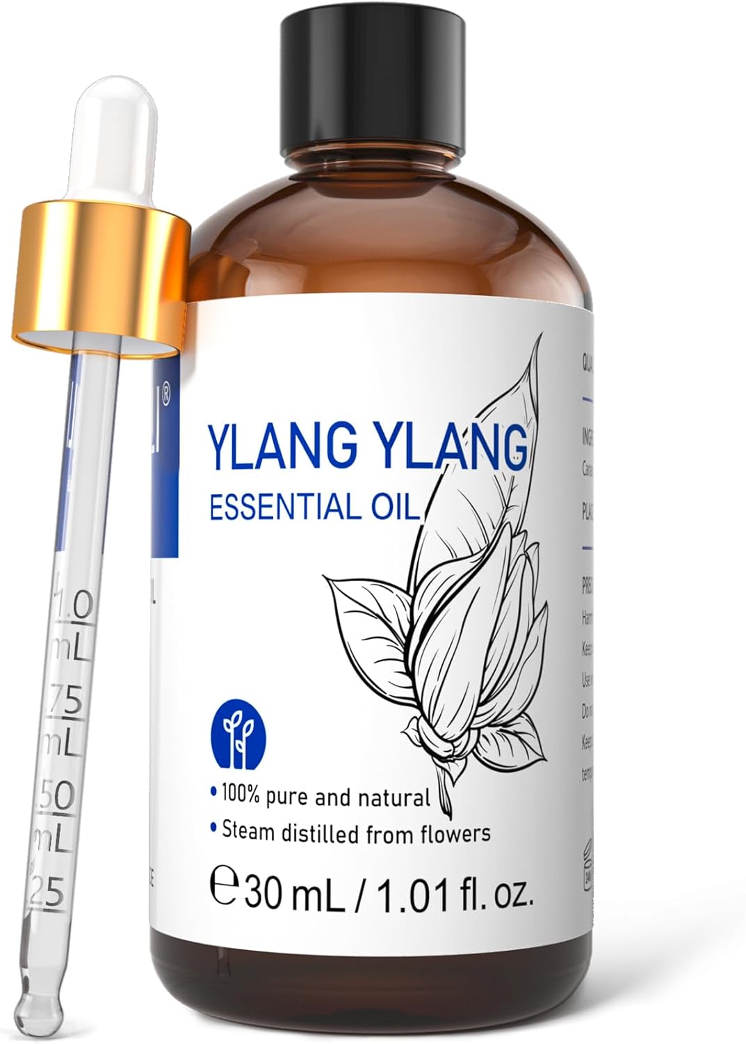 HIQILI Ylang-Ylang Essential Oil, Long-Lasting Scent for Diffusers, Perfumes, Aromatherapy, DIY - 1.01 Fl Oz