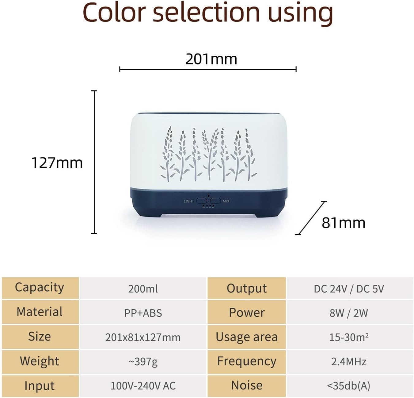 Essential Oil Diffuser, Wood Flame Humidifiers for Bedroom, 200ml Waterless Auto-Off, 2 Mist Mode 4 Timer Up, Remote Control (White)