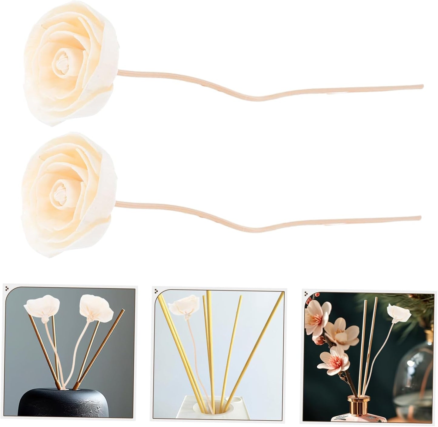Zerodeko 2pcs Dried Floral Fragrance Diffuser Sticks Decorative Rattan Aroma Flowers for Home and Office Effortless Scent Diffusion Stylish Home Decor
