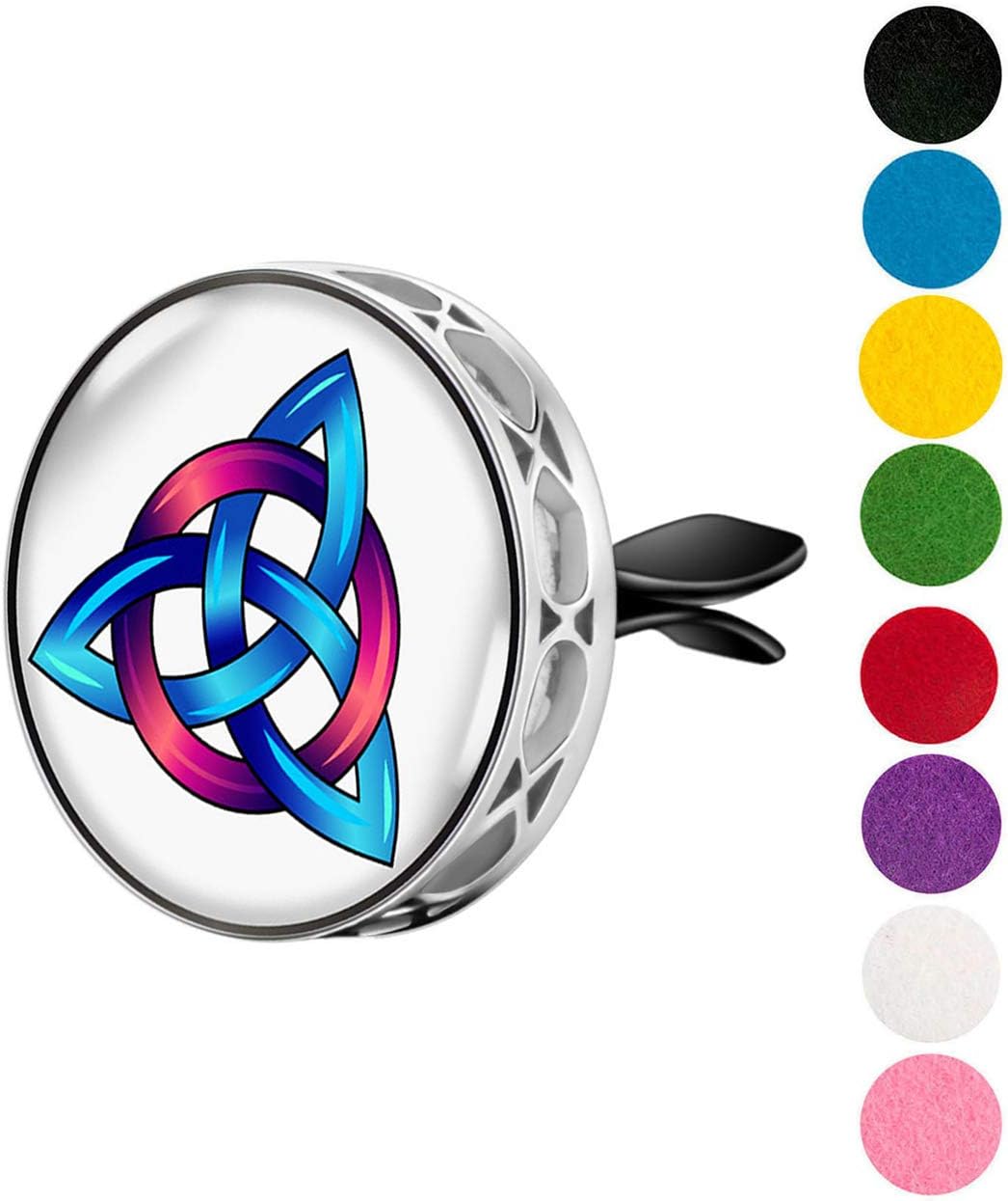 Wild Essentials Enamel Finish Trinity Knot Aromatherapy Car Air Freshener Essential Oil Car Vent Diffuser With Vent Clip and 8 Color Refill Pads