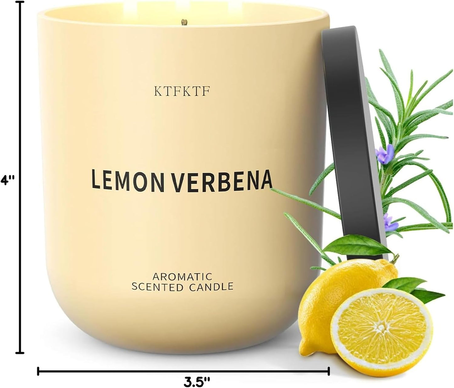 Lemon Verbena Candle, 14.1oz Large 3-Wick Soy Wax Candle, Up to 80 Hours Burn Time, Non-Toxic Aromatherapy Jar Candle with Essential Oils, Citrus Scented Candle for Home