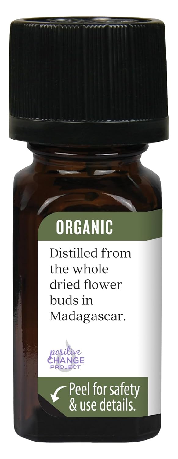 Aura Cacia 100% Pure Clove Bud Essential Oil | Certified Organic, GC/MS Tested for Purity | 7.4 ml (0.25 fl. oz.) | Syzygium aromaticum
