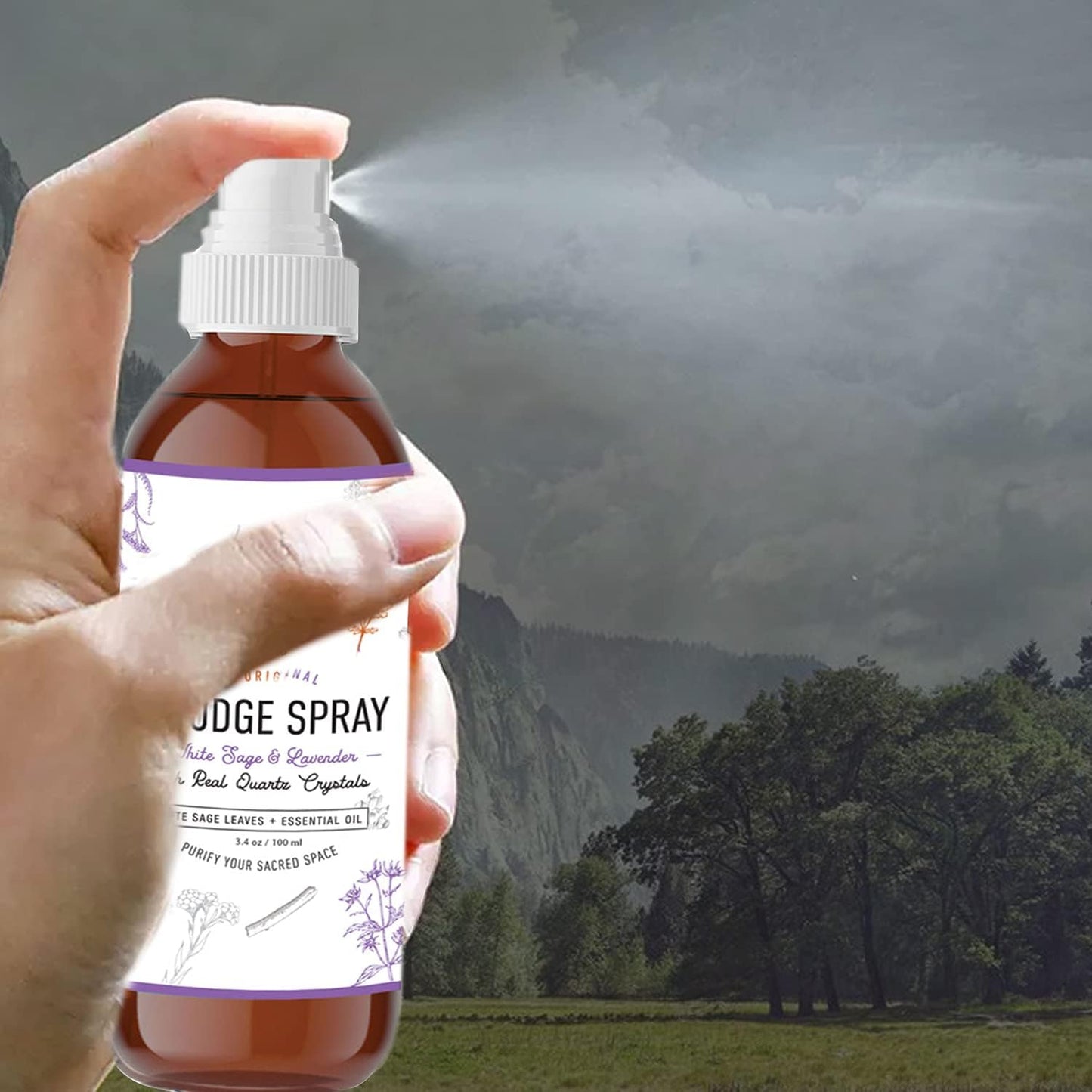SOUL STICKS White Sage & Lavender Smudge Spray – 3.5oz Smokeless Mist with Quartz Crystals – Calming Essential Oil Spray for Sleep, Stress Relief, Meditation, and Energy Cleansing