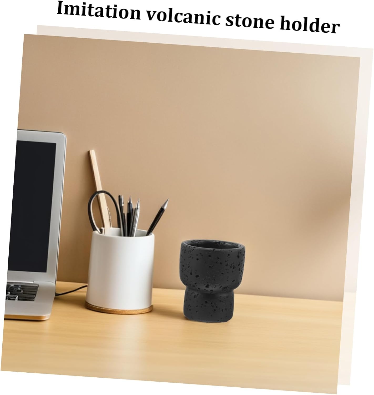 Cement Match Holder Jar for Matchstick Storage and Candle Lighting with Black Rustic Design, Suitable for Fireplace and Kitchen Tasks, Can Store Several Match Boxes an Elegant