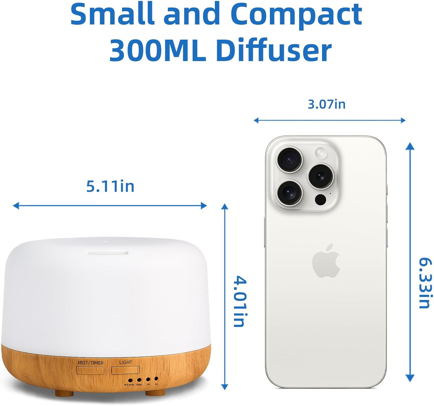 SPLITSKY Aromatherapy Essential Oil Home Diffuser with Remote Control, 300ML Large Room Cool Mist Air Humidifier, 8 Hours Quiet Operation, Timer, 7 Colors LED Night Night,Suitable Home,Yoga.