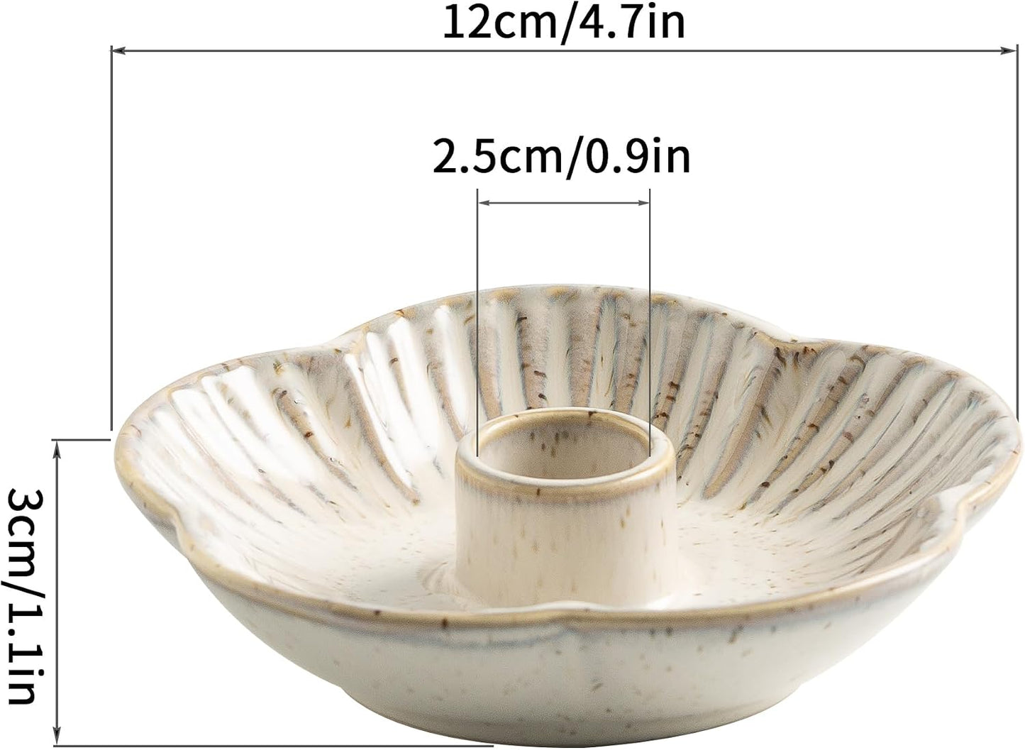 Mecaikru Ceramic Candle Holders Taper Candlestick Holder Flower Plate Tray for Candles, Incense, Santo Palo, Christmas Wedding Anniversary Party Home Decor (impure White)
