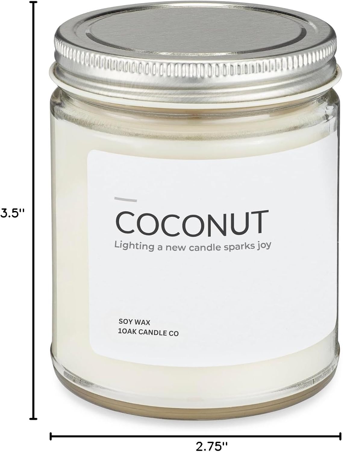 1OAK Coconut Candle - Soy Wax Scented Candles (Coconut) - Soy Candles for Home Scented - Long Burning Premium - Hand-Poured (7oz.)