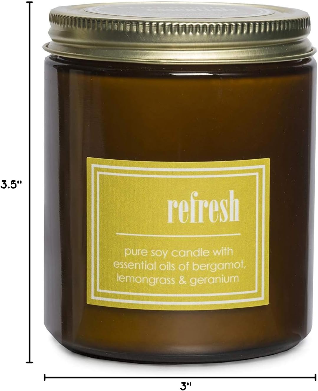 ECO CANDLE CO. Essentials Candle, Refresh, 8 oz. - 100% Soy Wax, No Lead, Hand Poured, Phthalate Free, Made from Midwest Grown Soybeans, All Natural Wicks