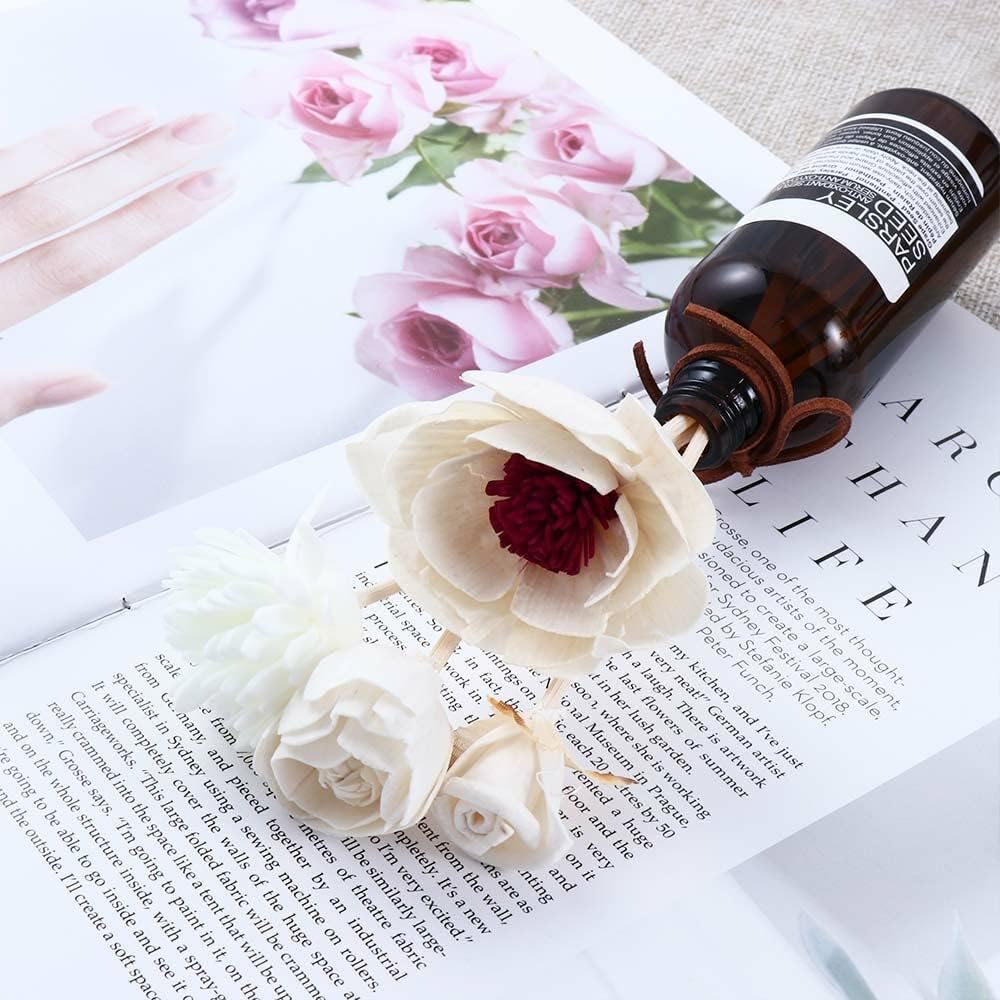 Vctitil 3 Pcs Rattan Reed Fragrance Diffuser and Flower Replacement Refill Sticks, Handmade Flower Reed Diffuser, for Home, Office, Spa and Bedroom
