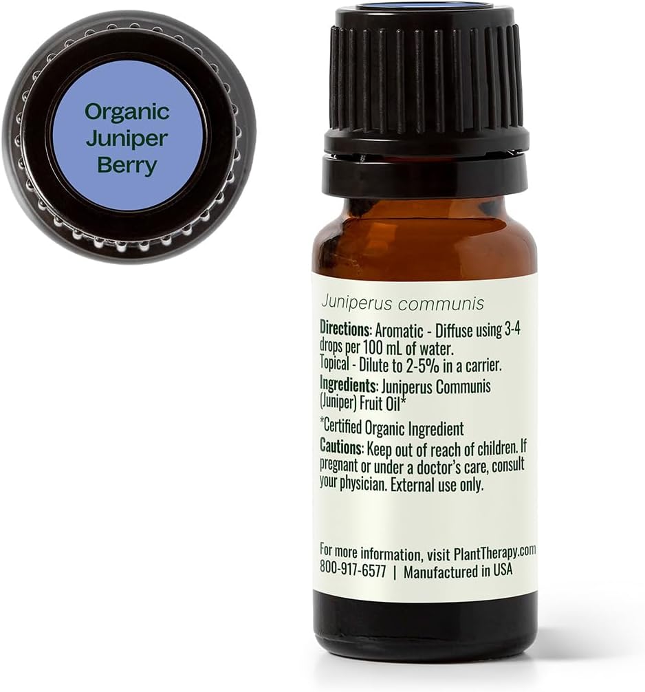 Plant Therapy Organic Juniper Berry Essential Oil 100% Pure, Undiluted, Natural Aromatherapy, Therapeutic Grade 10 mL (1/3 oz)
