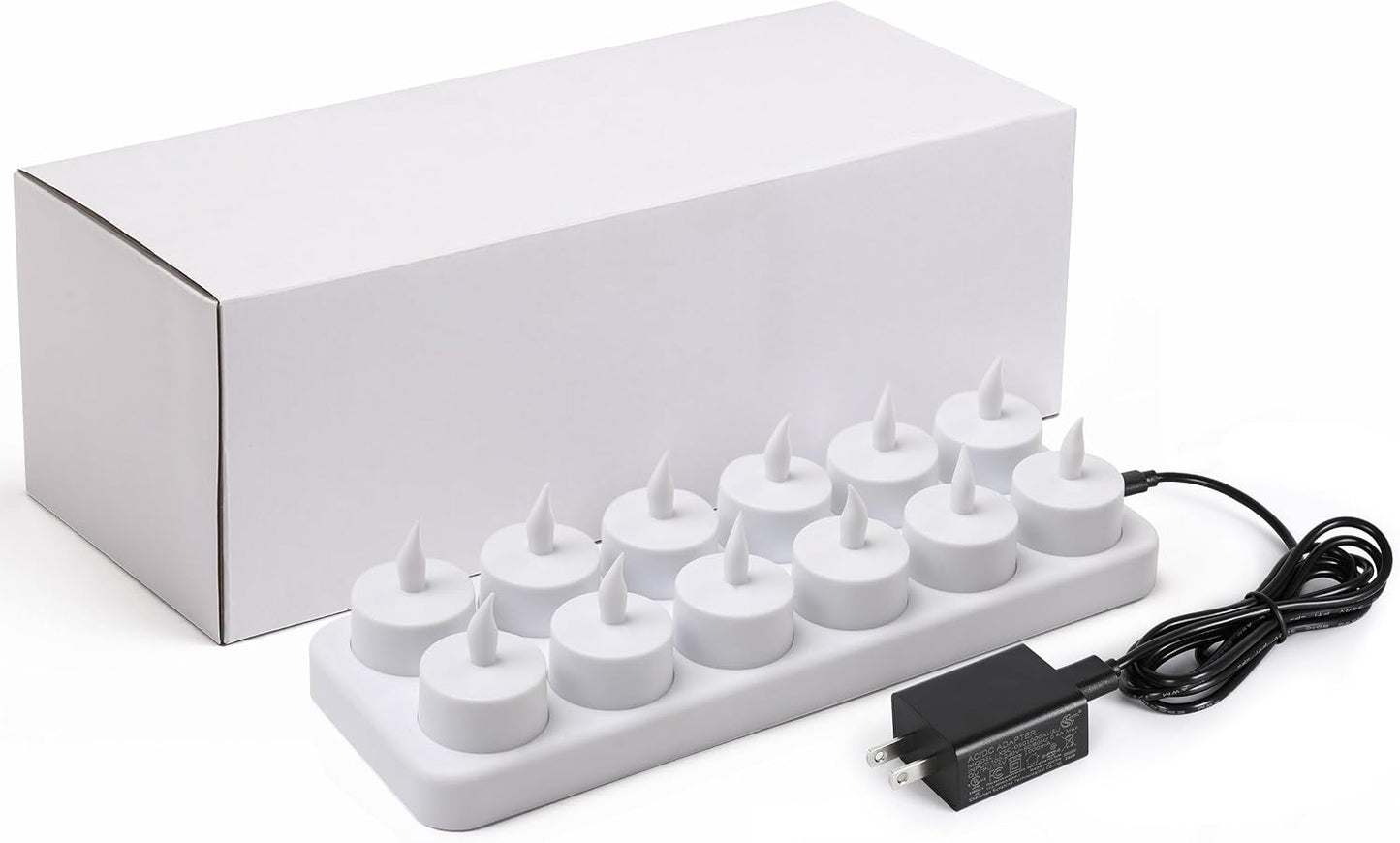 WoneNice Rechargeable Tea Lights Flickering Flameless Candles with Charging Base and AC Adapter, Romantic for Mother's Day Lantern Party Restaurants Weddings Christmas and Holiday Decoration