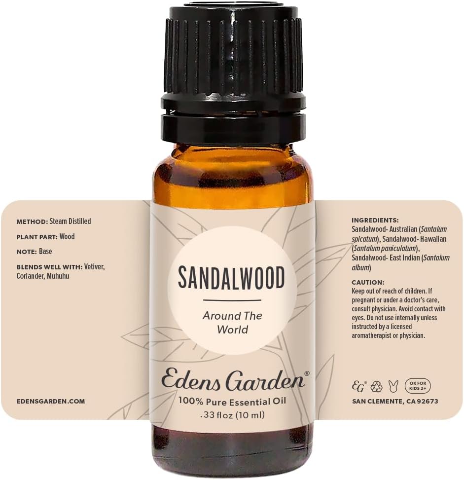 Edens Garden Sandalwood Around The World Essential Oil- 100% Pure Premium Grade, Undiluted, Natural, Therapeutic, Aromatherapy, The Best for Skin, Face, Hair 10 ml (.33 fl oz)