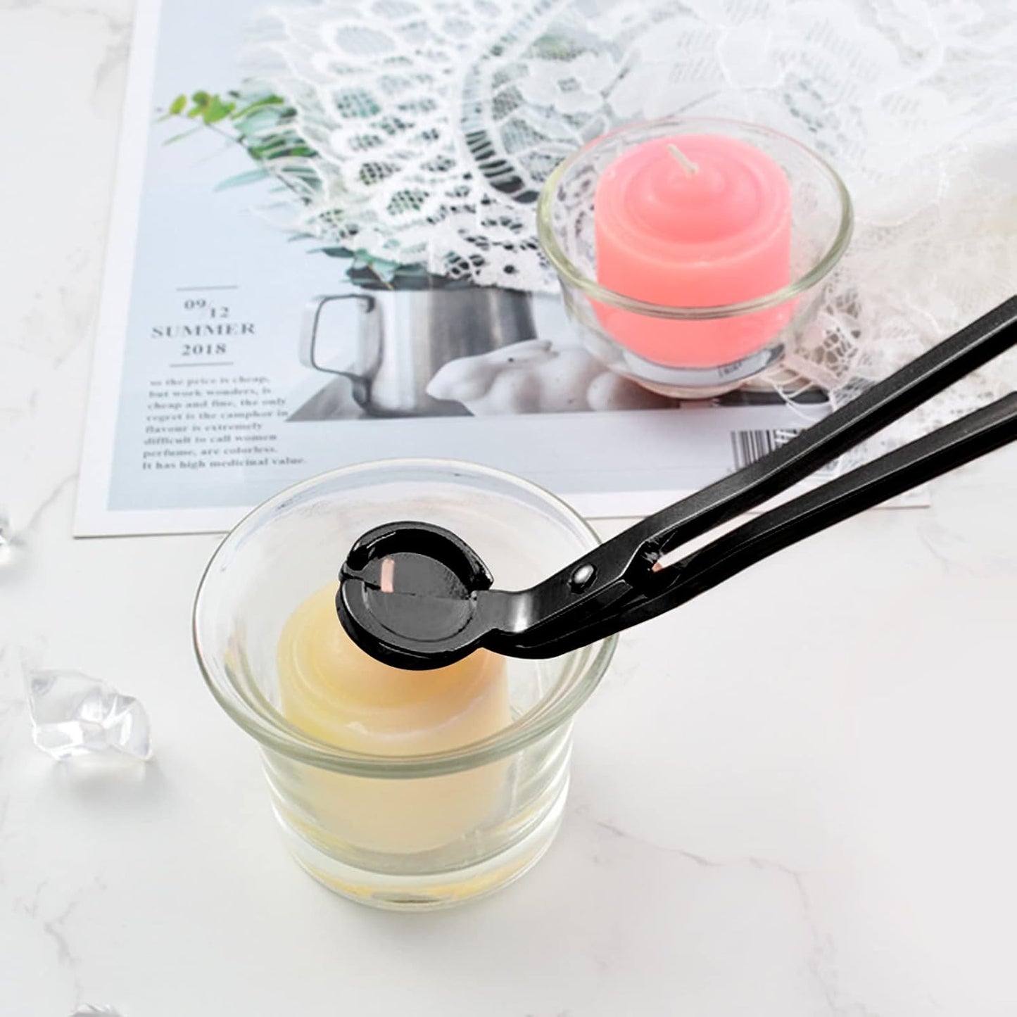 2pcs Candle Wick Trimmer, Polished Wicker Scissors, go deep into The Candle to Cut Spent Chips, Allow The Cleaner to Burn and Prevent Smoke buildup (Black)