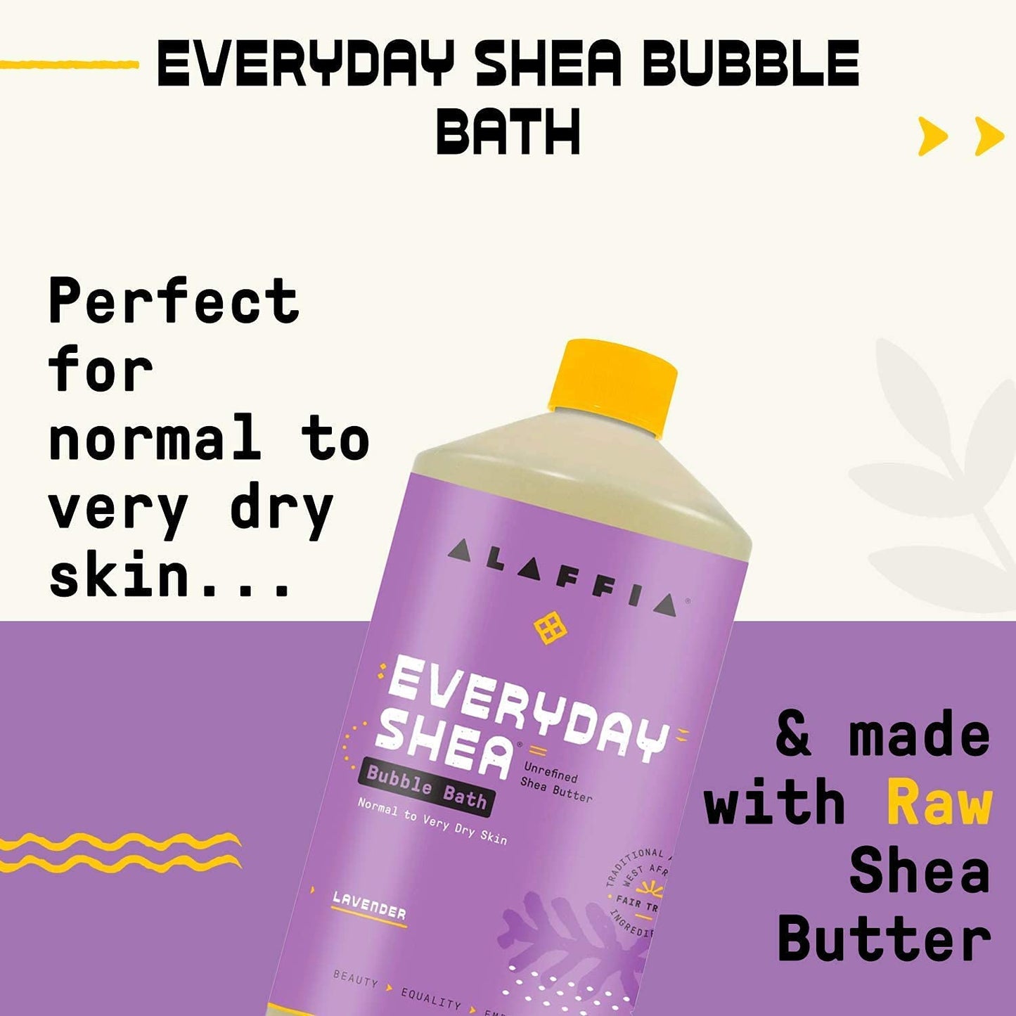 Alaffia Bubble Bath, Lavender 2-Pack – Long-Lasting Bubbles with Moisturizing Shea Butter, 32 Fl Oz