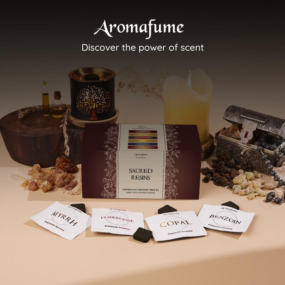 Incense Bricks Gift Set by Aromafume | 12 Bricks & Rainbow Burner | 6 Unique scents | Ideal for Aromatherapy, Meditation, Yoga | Clean, Non-Toxic Smokeless Incense