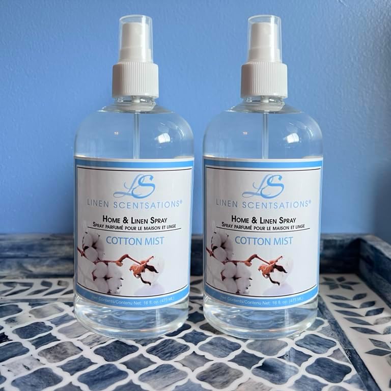 Linen Scentsations Fabric and Linen Spray 2 Pack, Cotton Mist - Odor Eliminator & Air Freshener for Bedding, Clothes, Room & Pillow, 16oz x2 (32oz Total)