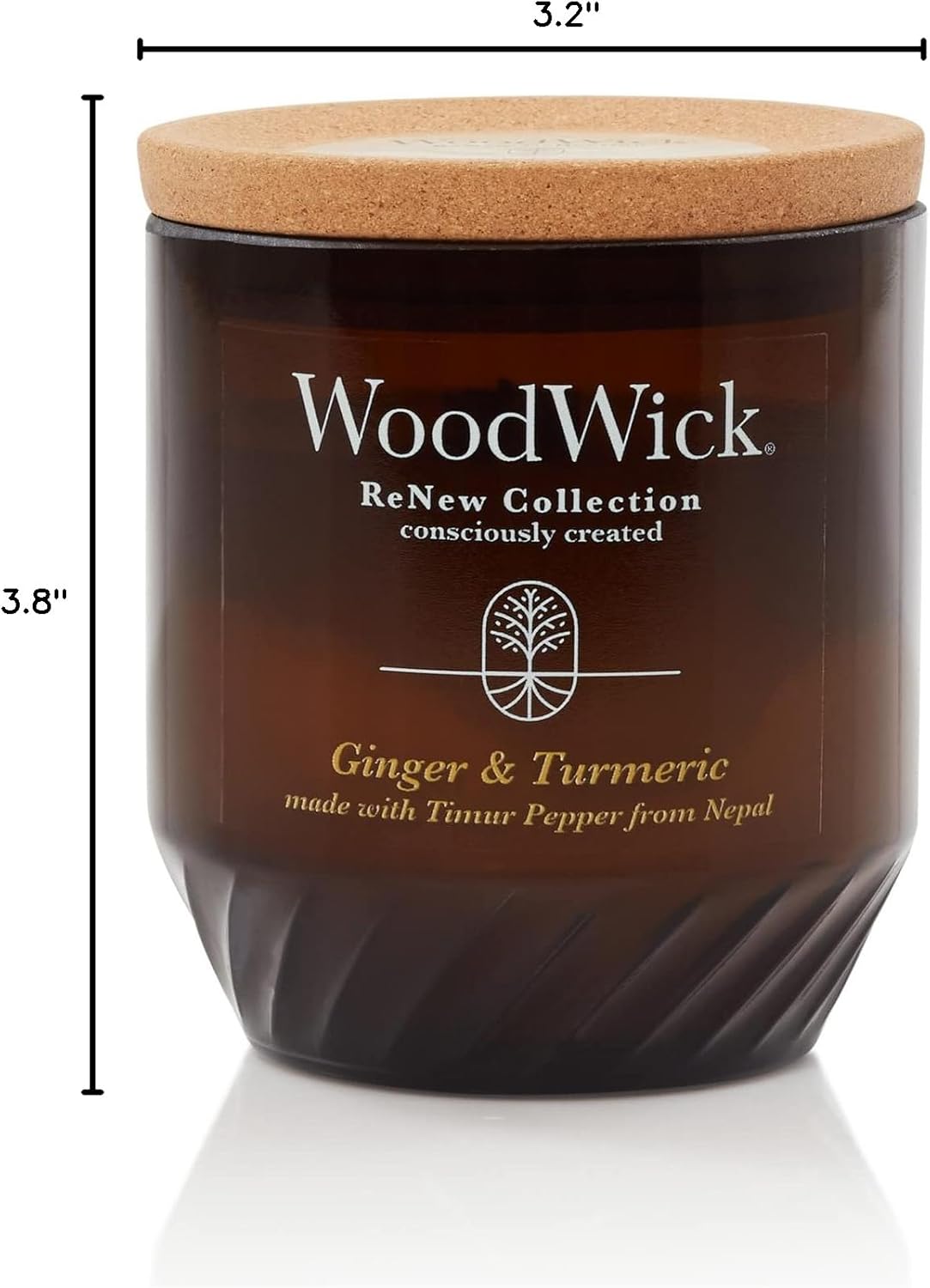 WoodWick Ginger & Turmeric Gifts for Women and Men, 6 oz. Renew Medium Candle with Crackling Wick