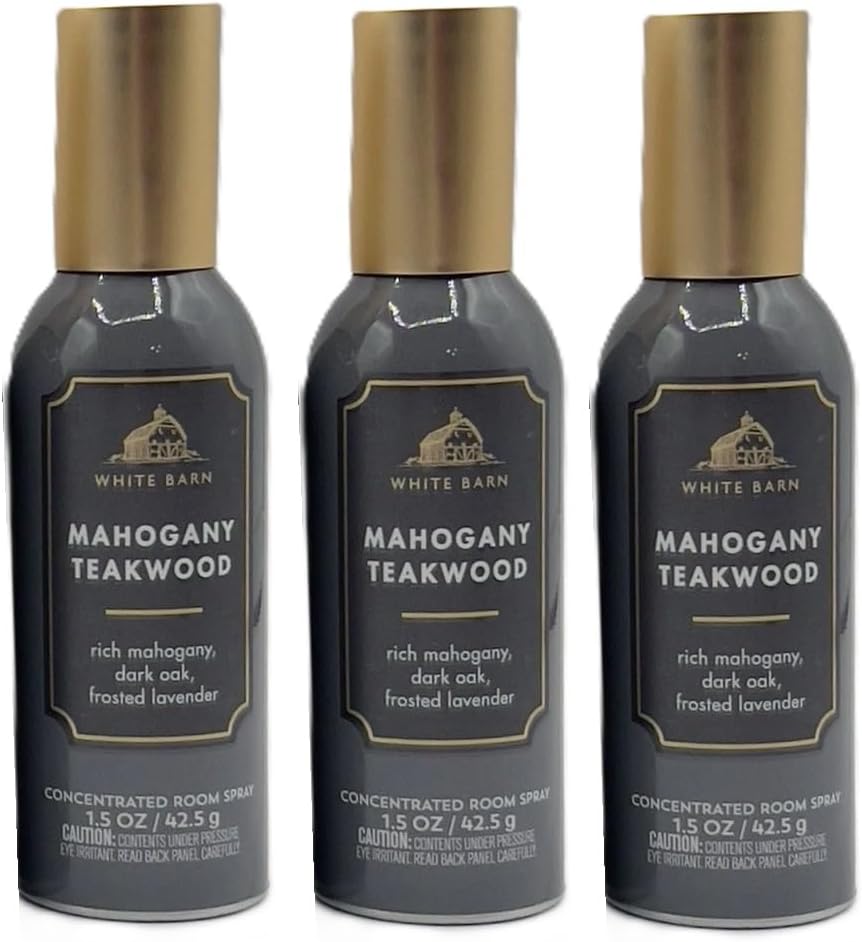Bath and Body Works Concentrated Room Spray 1.5 oz each - Pack of 3 - Packaging May Vary (Mahogany Teakwood)