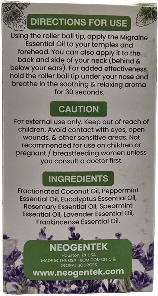 Migraine, Sinus Essential Oil Roller | Crafted Blend of 7 Powerful Essential Oil | Natural Comfort & Relaxation – Aromatherapy Roll-On for Headache, Sinus 10ml