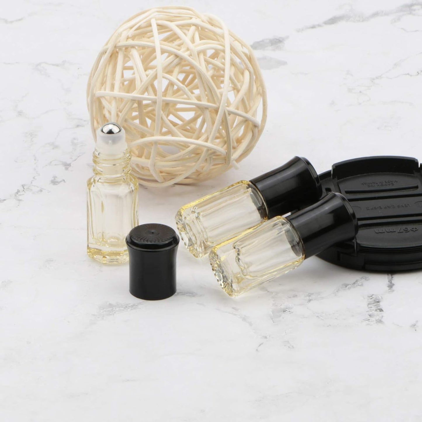 Essential Oil Roller Bottles, 8Pcs 3ml Roll-on Vials with Funnel, Mini Glass Massage Containers for Perfume Lip Balms Aromatherapy, Bright Yellow