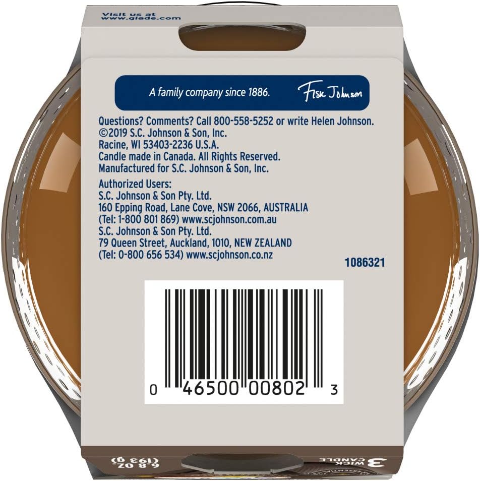 Glade Candle Cashmere Woods, Fragrance Candle Infused with Essential Oils, Air Freshener Candle, 3-Wick Candle, 6.8 Oz, 3 Count