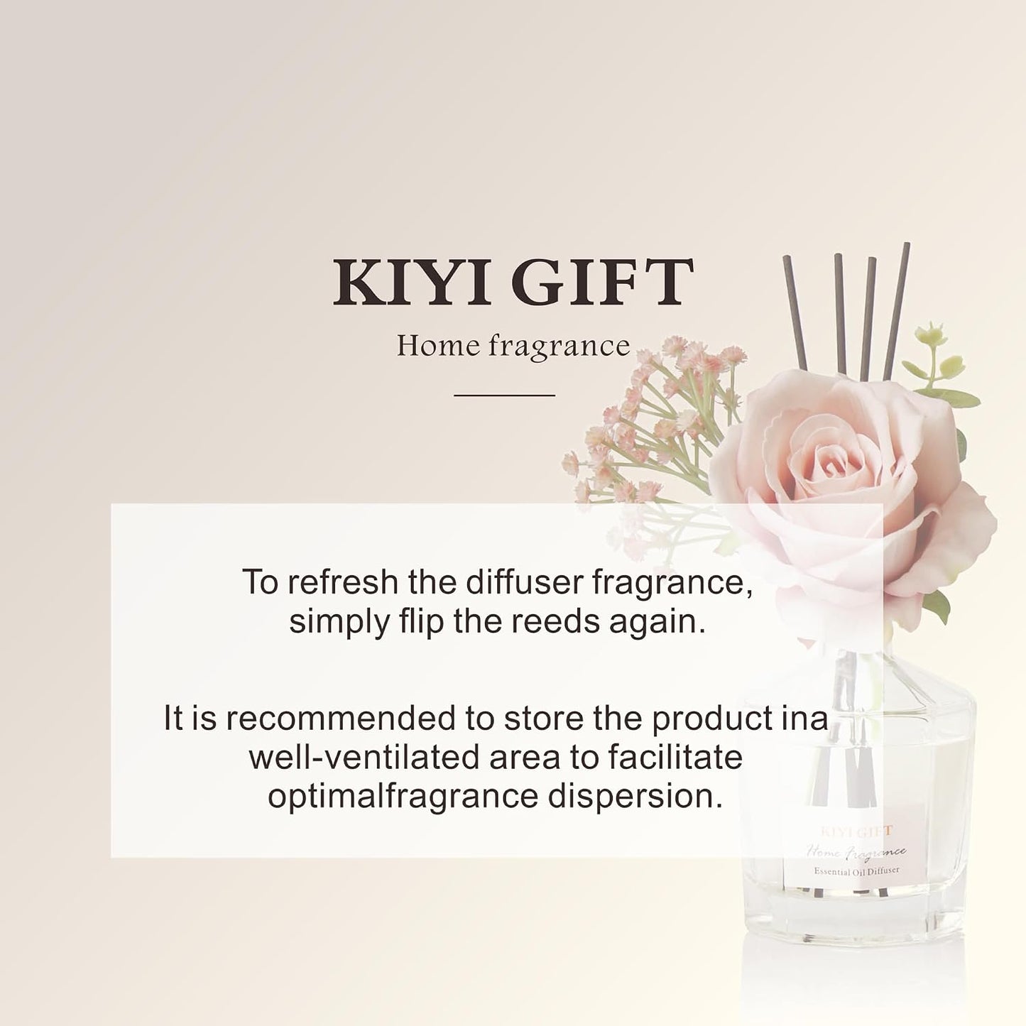Reed Diffuser Set, 8.4 fl oz Scent Diffuser with 6 Reed Sticks, Home Fragrance,Up to 120 Day Long Lasting Scent,Reed Diffuser for Bathroom,Shelf Decor (Jasmine Rose)