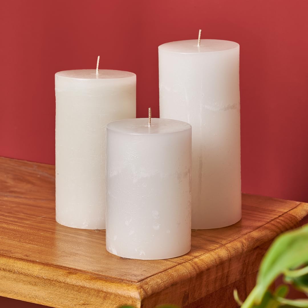 Peppermint Candle, Set of 3, 3x4, 3x5, 3x6 Scented Pillar Candles, Christmas, Holiday Home Accent, Candy Cane Aroma, Fresh Winter Scent, Seasonal Gift Candle for Men and Women