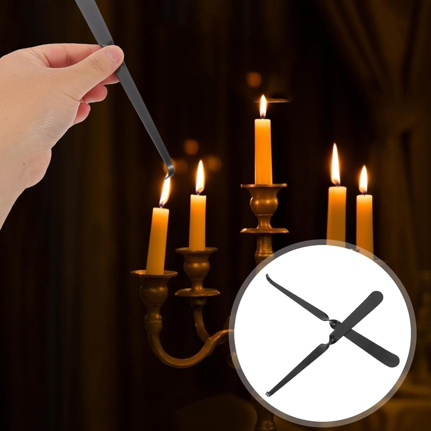 SUPVOX 3pcs Stainless Steel Candle Wick Extinguisher and Wick Dipper Tool Set Black Metal Candle Snuffer for Flame Control and Accessories