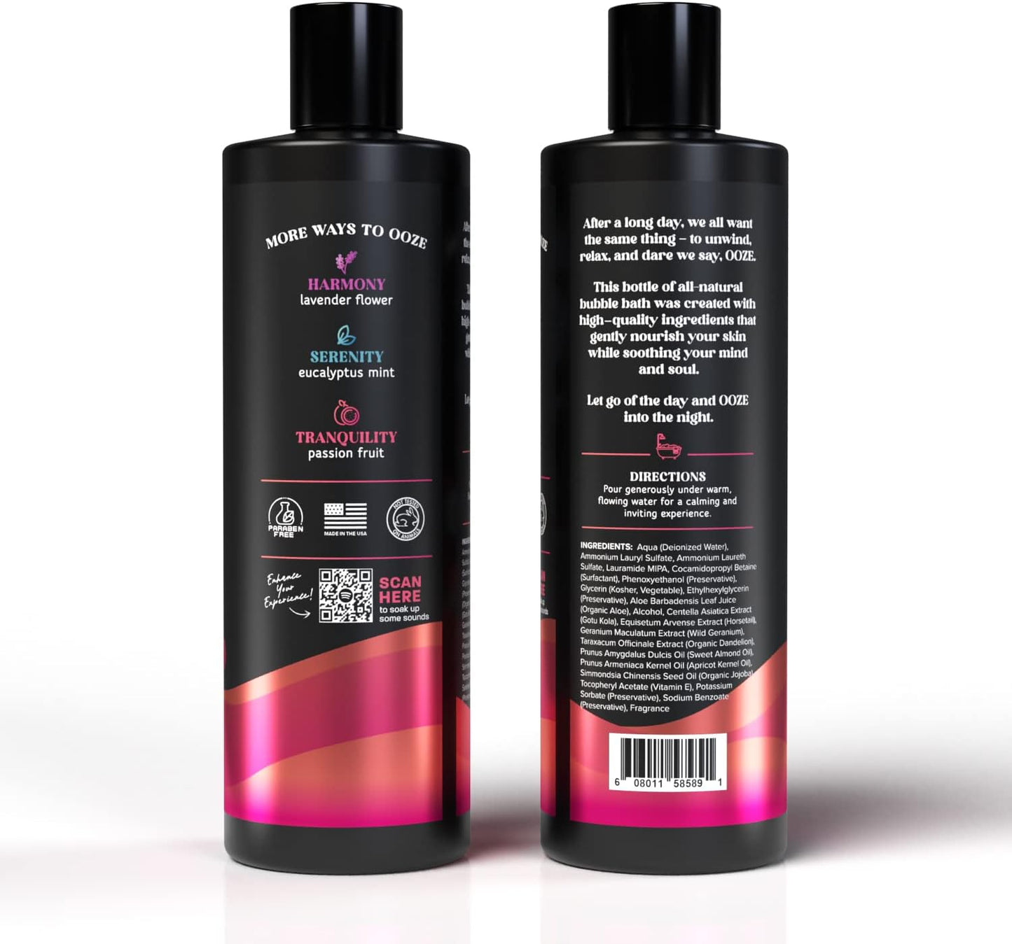 OOZE Passion Fruit Bubble Bath (473ml) - Bubble Bath for Women, Fresh, Uplifting & Rejuvenating - Self-Care & Wellness - Zero Parabens Foaming Bath for Women, Cruelty-Free, Made in The USA