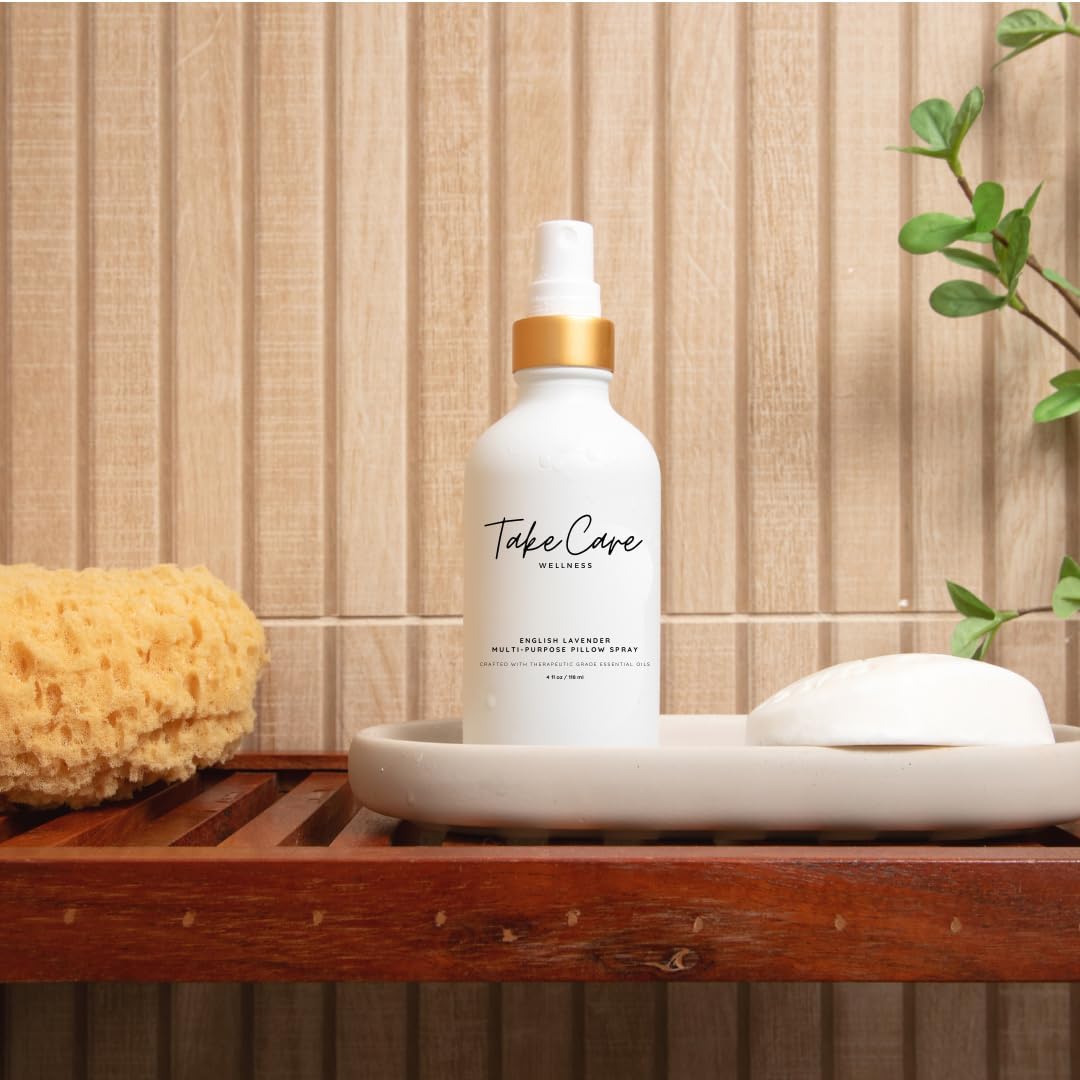 Multi-Purpose Lavender Pillow Spray - Therapeutic Grade Essential Oils - Calming - Freshens Curtains & Upholstery - Mist into Shower Stream - Glass Bottle (English Lavender)