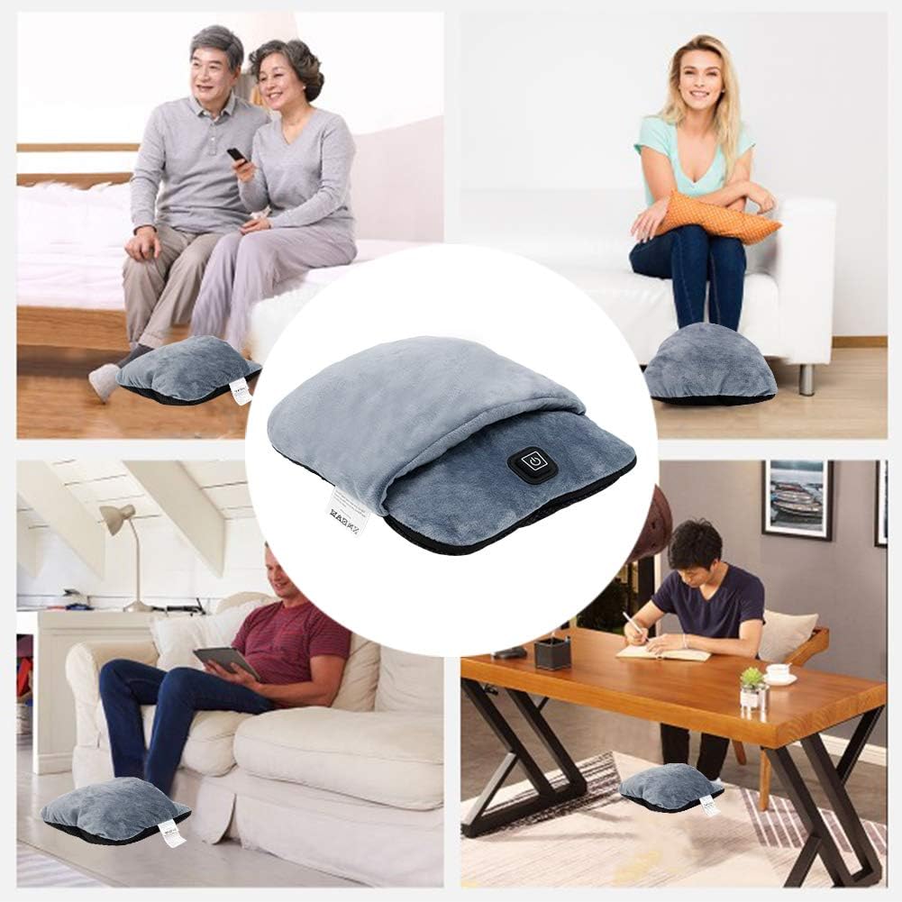 Electric Heated Foot Warmer with Massage,Vibration and Heating,Soft Plush Fabric & USB Fast Heating Pad for Women and Men,Relieve Foot Pain Soreness