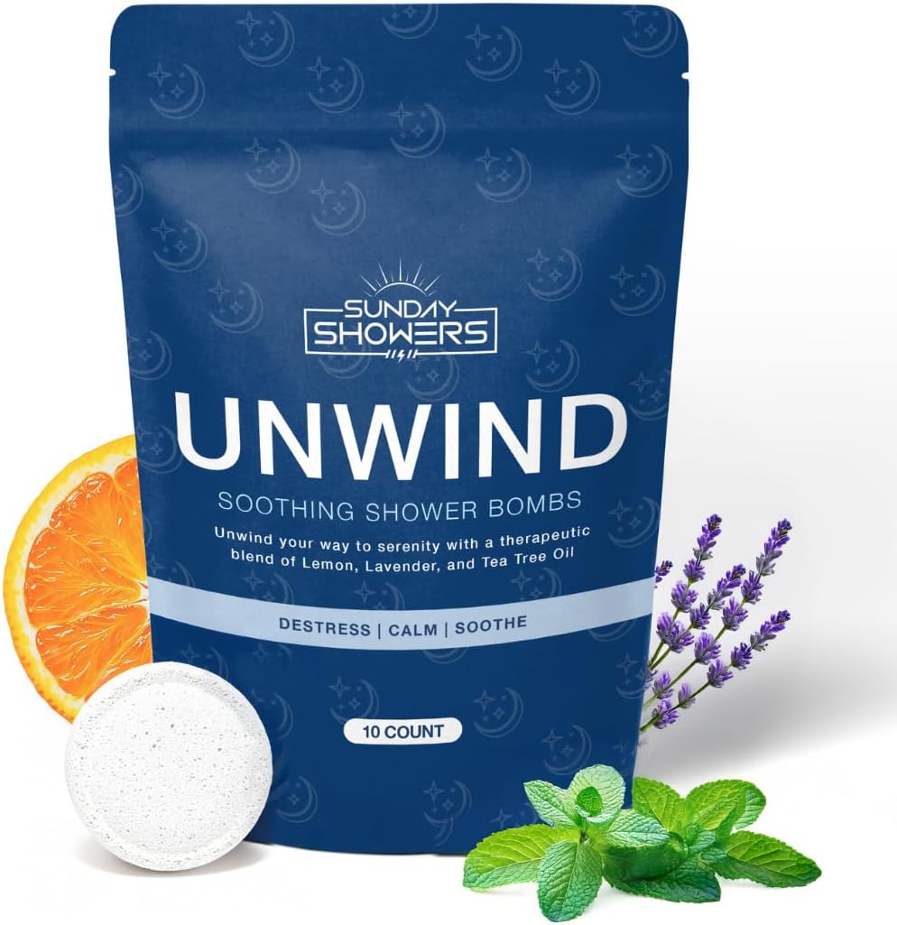 Unwind Shower Steamers Aromatherapy – 10 Pack Natural Shower Bombs with Lavender, Lemon, Orange & Menthol – Stress Relief, Relaxation & Deep Sleep – Spa Self Care Gifts for Women, Mom, Her