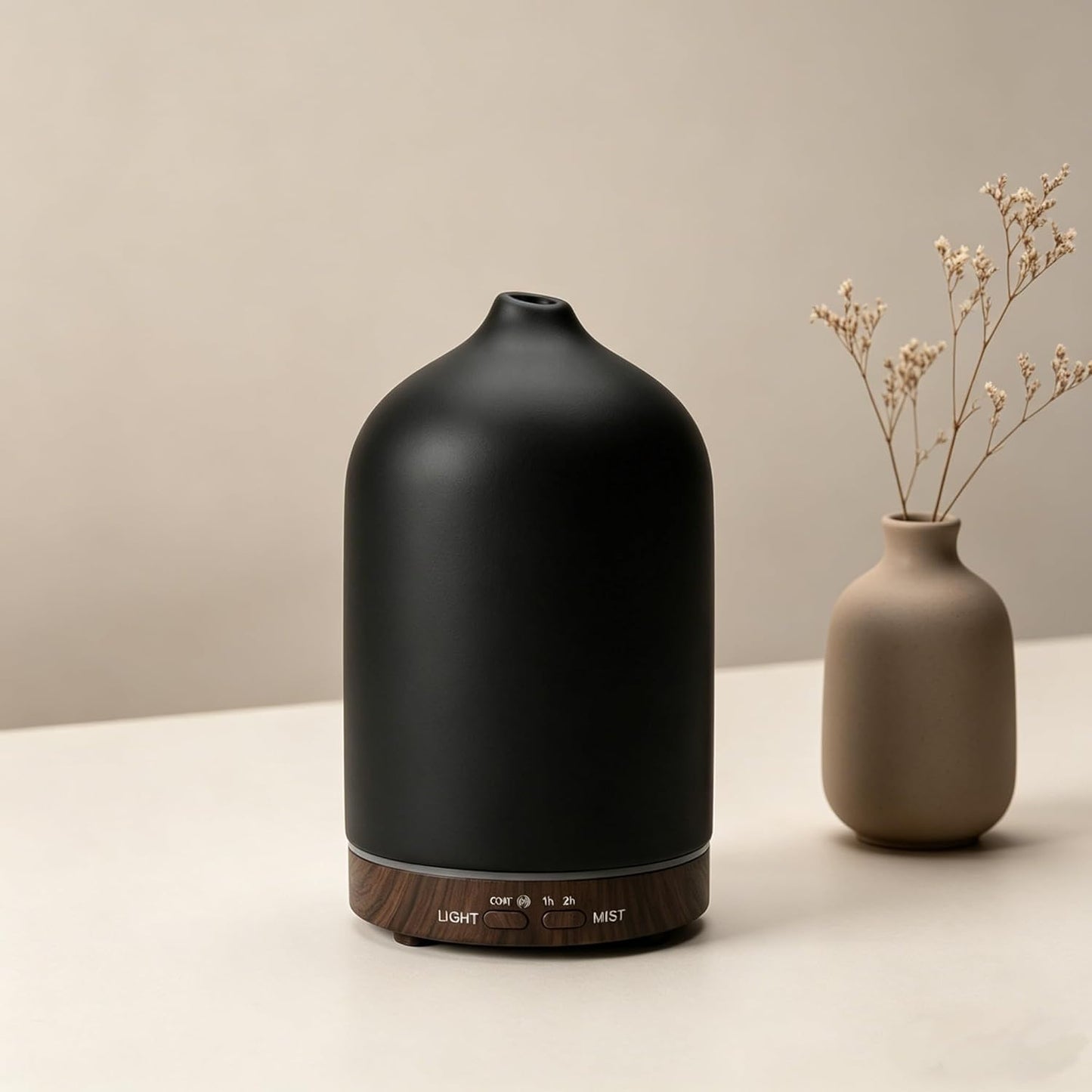 200ml Ceramic Essential Oil Diffuser with 3 Essential Oil Set, Porcelain Ultrasonic Cool Mist with7-Color LED Lights,Timer, Auto-Off Quiet Diffuser for Home Office Desk, Bedroom, Spa, Yoga Room