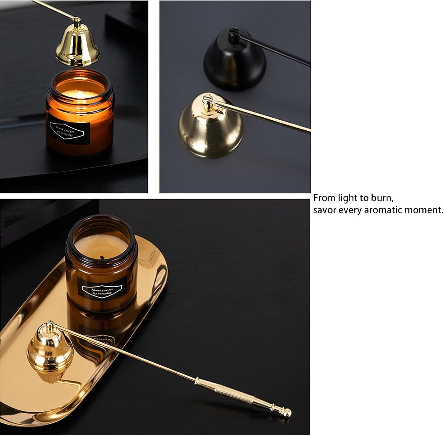 1Pc Gold Metal Candle Snuffer Wick Snuffer with Long Handle, Wick Extinguisher,Candlesnuffers Candle Accessories and Fireplace Tools