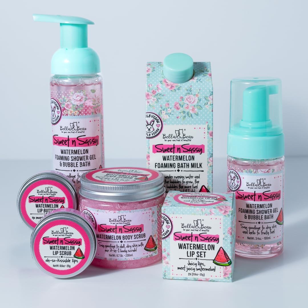 Bella & Bear Sweet n Sassy Watermelon Foaming Bath Milk - Gift for Teenage Girls 12 oz