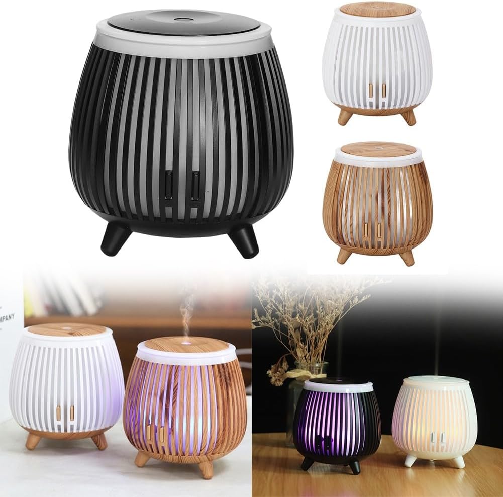 Essential Oil Diffuser and Humidifier with LED Mood Light, Quiet Ultrasonic-Aromatherapy Machine for Home Bedroom Office, Portable Air Freshener with Auto Shut-Off(Light wood grain)