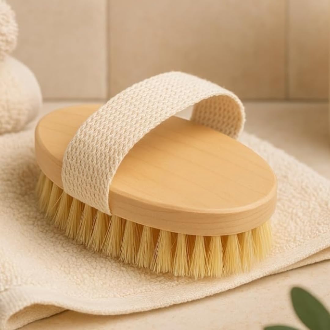 Dry Body Brush β Eco-Friendly Natural Bristles for Gentle Exfoliation, Skin Renewal, Improved Circulation & Lymphatic Support β Perfect Detox & Spa Self-Care Accessory